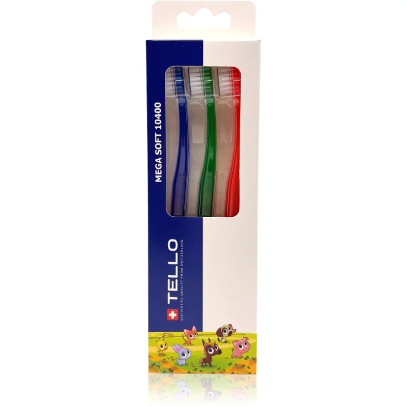 TELLO Kids 10400 Mega Soft zobne ščetke za otroke 2-7 3 kos