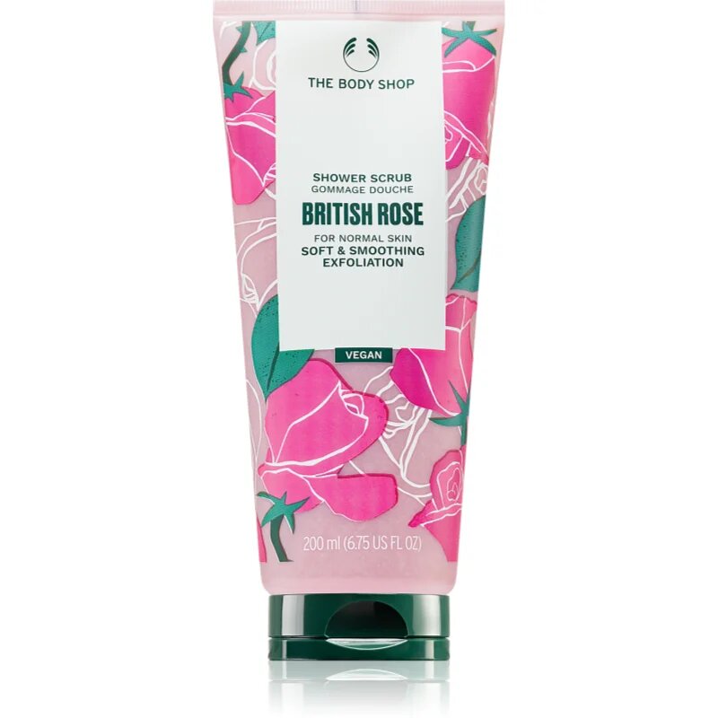 The Body Shop British Rose Shower Scrub nežni piling za telo z vonjem vrtnic 200 ml