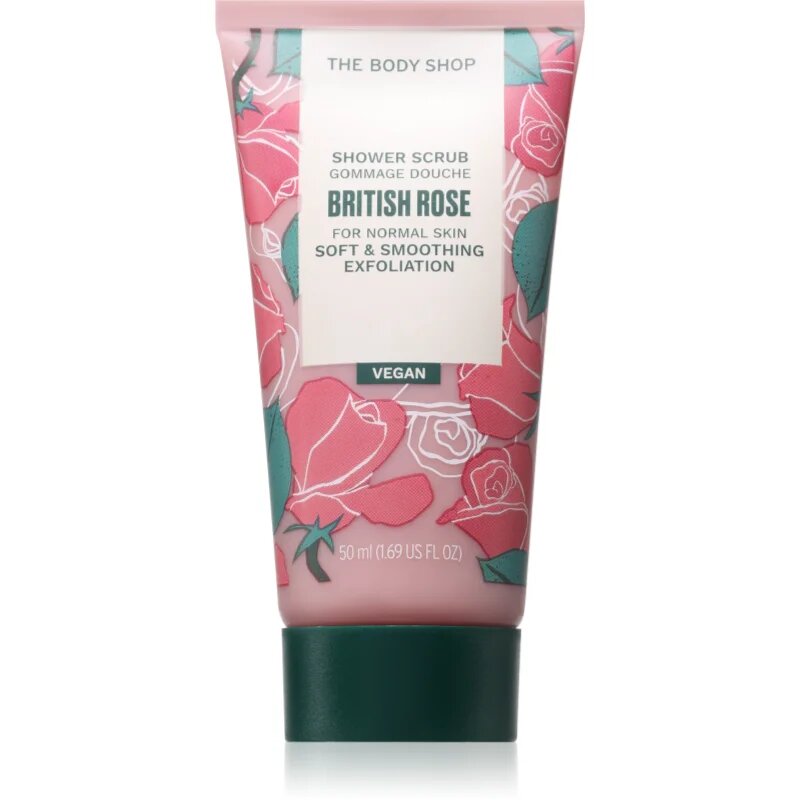 The Body Shop British Rose Shower Scrub nežni piling za telo z vonjem vrtnic 50 ml