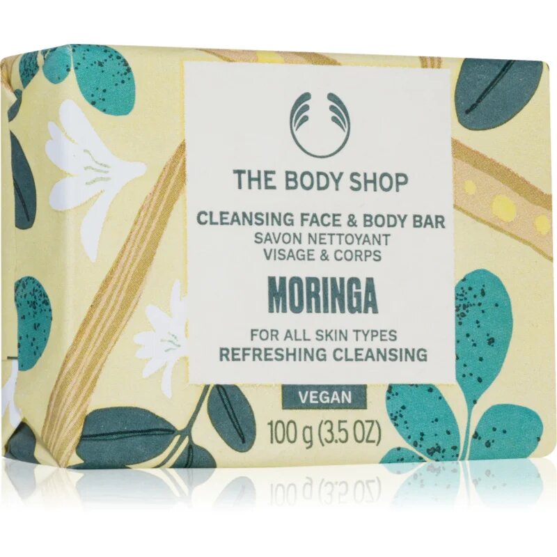 The Body Shop Moringa Cleansing Bar trdo milo za obraz in telo 100 g