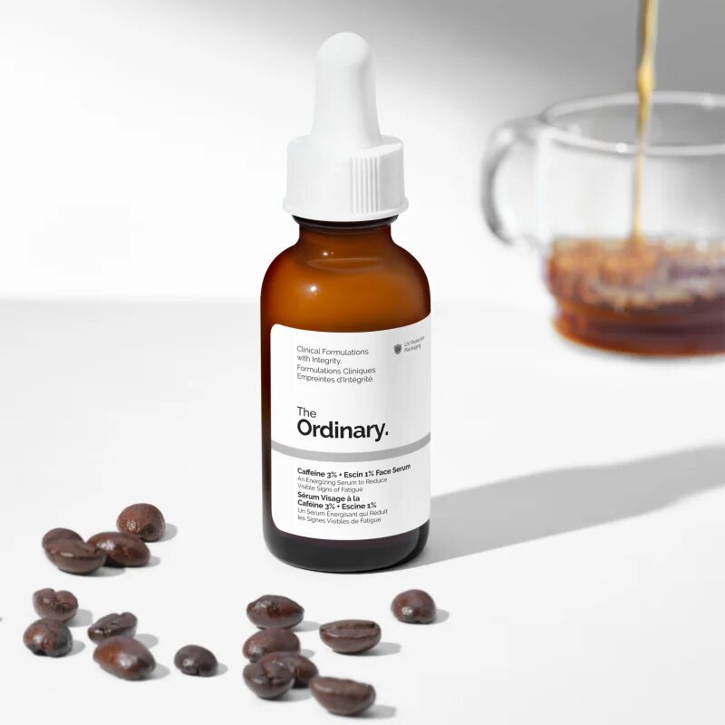 The Ordinary Caffeine 3% + Escin 1% Face Serum poživljajoči serum s kofeinom 30 ml