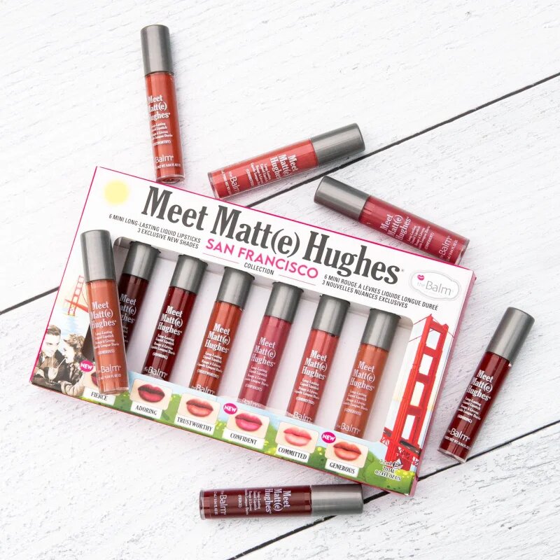 theBalm Meet Matt(e) Hughes Mini Kit San Francisco set tekočih šmink za dolgoobstojen učinek 6 kos