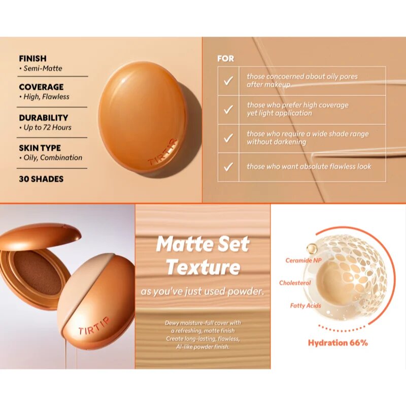 TIRTIR Mask Fit AI Filter Cushion dolgoobstojni tekoči puder v gobici z mat učinkom odtenek 17C Porcelain 18 g