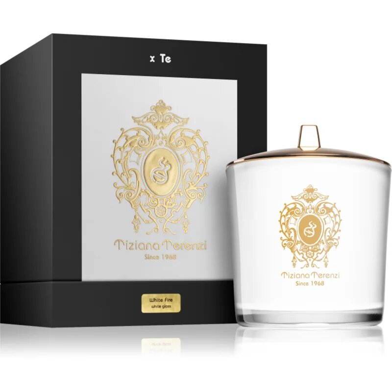 Tiziana Terenzi White Fire dišeča sveča z lesenim stenjem 500 g