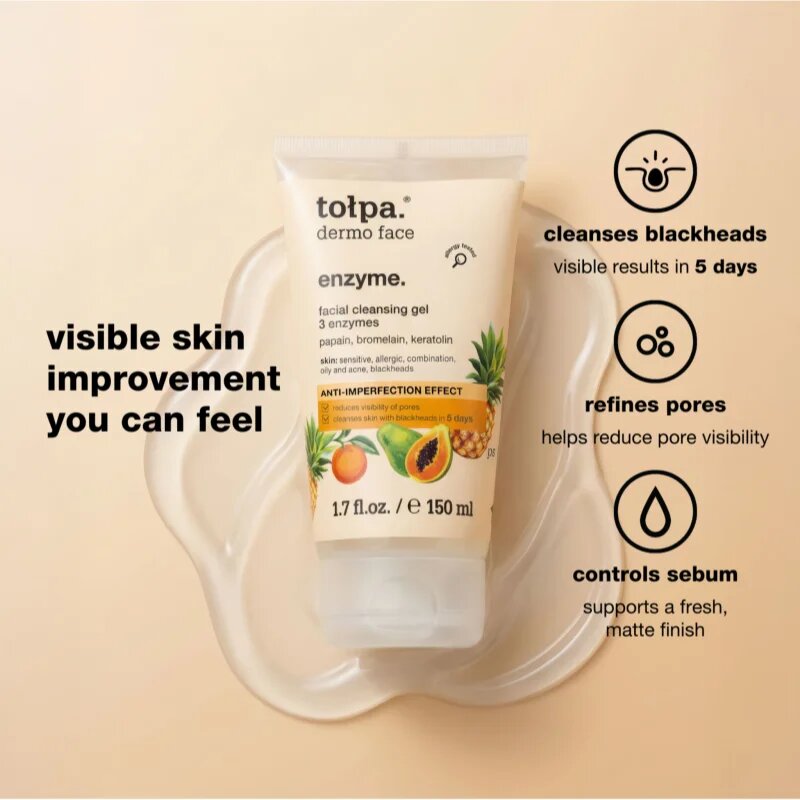 Tołpa Dermo Face Enzyme gel za umivanje proti črnim pikicam 150 ml