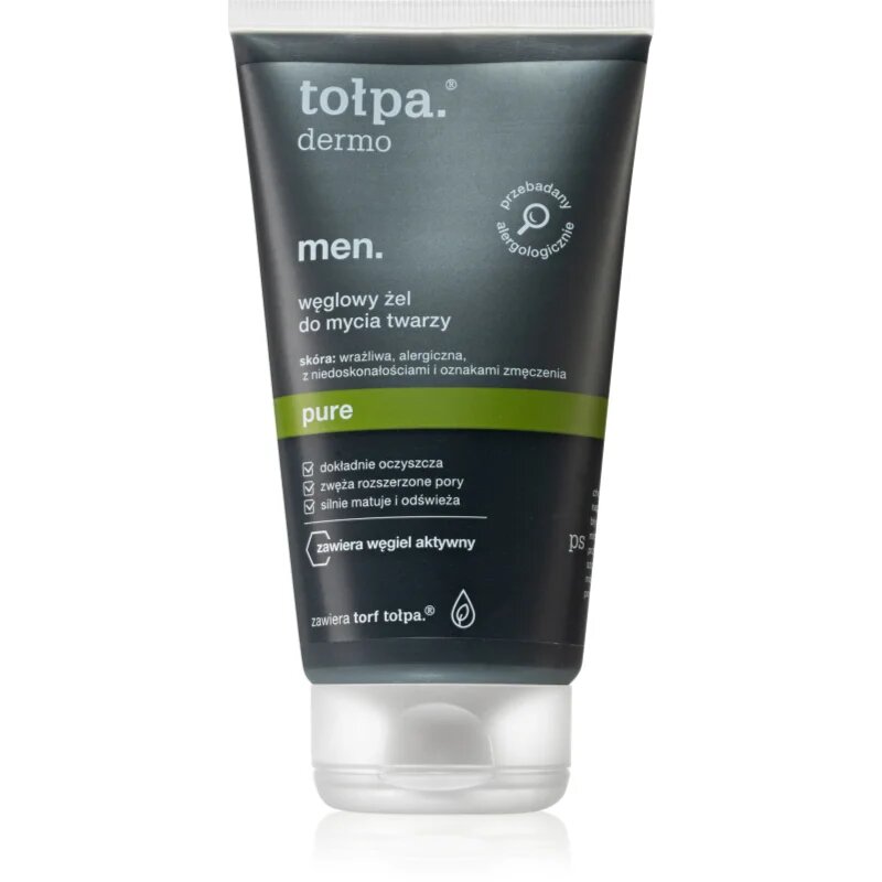 Tołpa Dermo Men Pure gel za umivanje obraza z aktivnim ogljem 150 ml