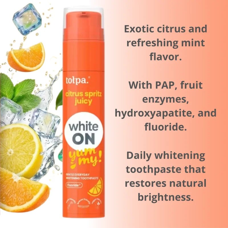 Tołpa On White Yummy zobna pasta za beljenje zob okus Citrus Spritz 60 g