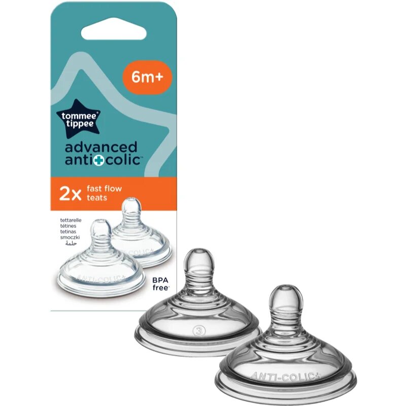 Tommee Tippee Advanced Anti-Colic cucelj za stekleničko Fast Flow 6-12m 2 kos