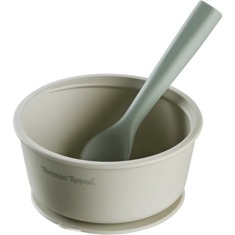Tommee Tippee EasiStick™ Silicone Bowl & Spoon silikonska posoda s priseskom 4m+ Green 1 kos