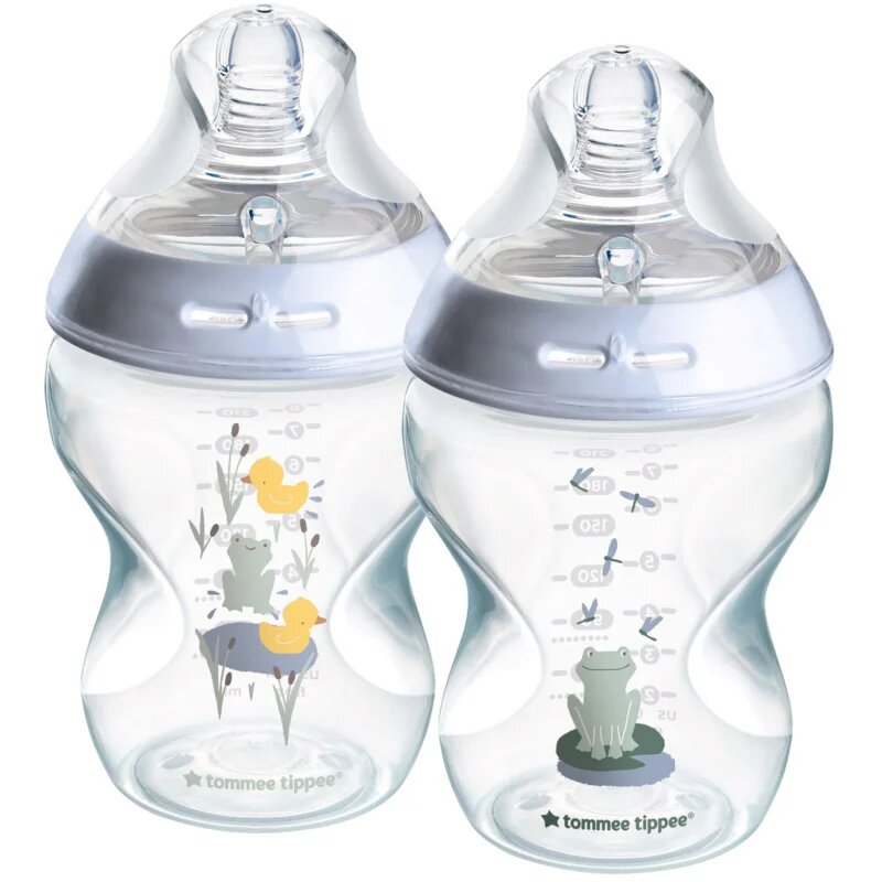 Tommee Tippee Natural Start Anti-Colic steklenička za dojenčke Slow Flow 0m+ Frog 2x260 ml