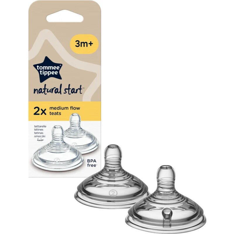 Tommee Tippee Natural Start Anti-Colic Teat cucelj za stekleničko Medium Flow 3 m+ 2 kos