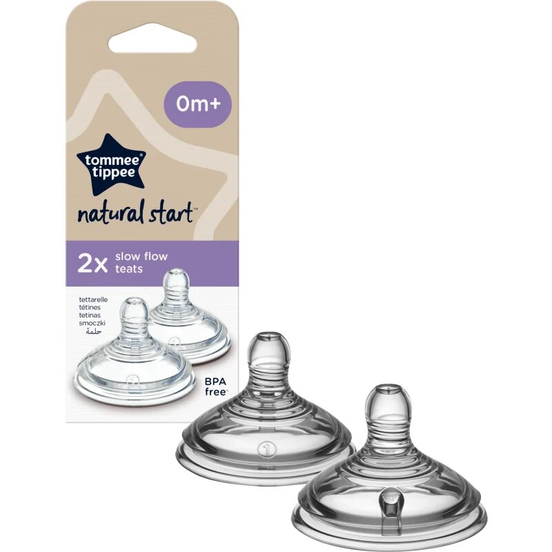 Tommee Tippee Natural Start Anti-Colic Teat cucelj za stekleničko Slow Flow 0m+ 2 kos