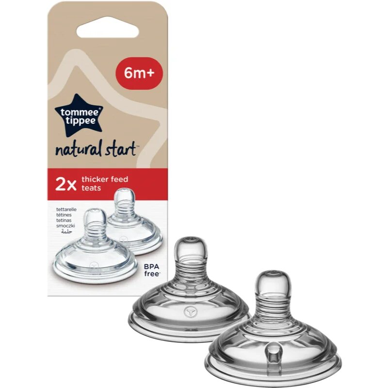 Tommee Tippee Natural Start Anti-Colic Teat cucelj za stekleničko Thick Feed 6m+ 2 kos