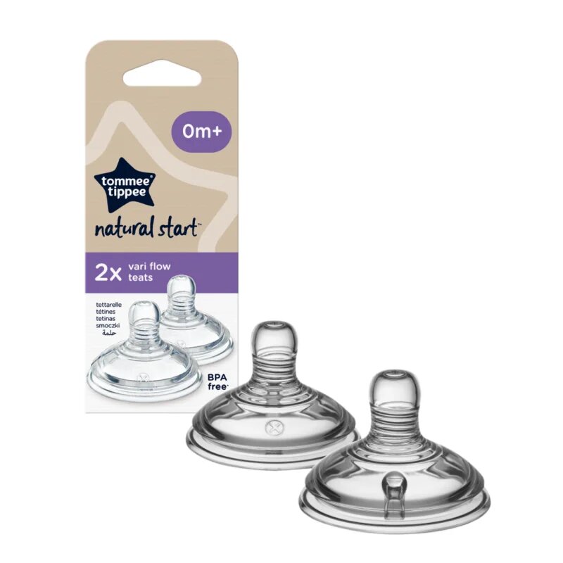 Tommee Tippee Natural Start Anti-Colic Teat cucelj za stekleničko Variable Flow 0m+ 2 kos