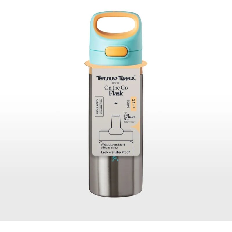 Tommee Tippee On The Go termovka iz nerjavnega jekla s silikonskim ustnikom 24m+ 500 ml