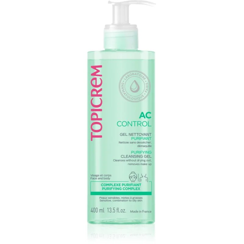 Topicrem AC Purifying Cleansing Gel globinsko čistilni gel za mastno občutljivo kožo 400 ml