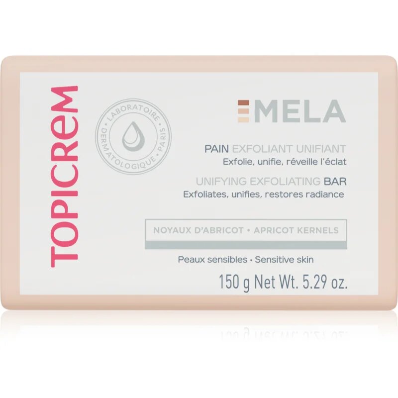 Topicrem MELA Unifying Exfoliating Bar čistilno milo z učinkom eksfoliacije za obraz in telo 150 g
