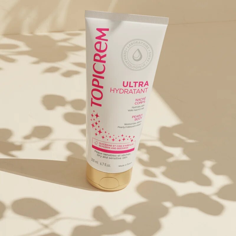 Topicrem UH BODY Ultra-Moisturizing Pearly Body losjon za telo za občutljivo kožo z bisernim sijajem 200 ml