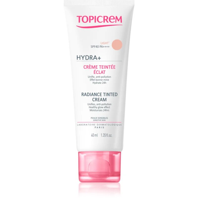 Topicrem UH FACE HYDRA+ Radiance Tinted Cream tonizirajoča vlažilna krema SPF 40 odtenek Light 40 ml