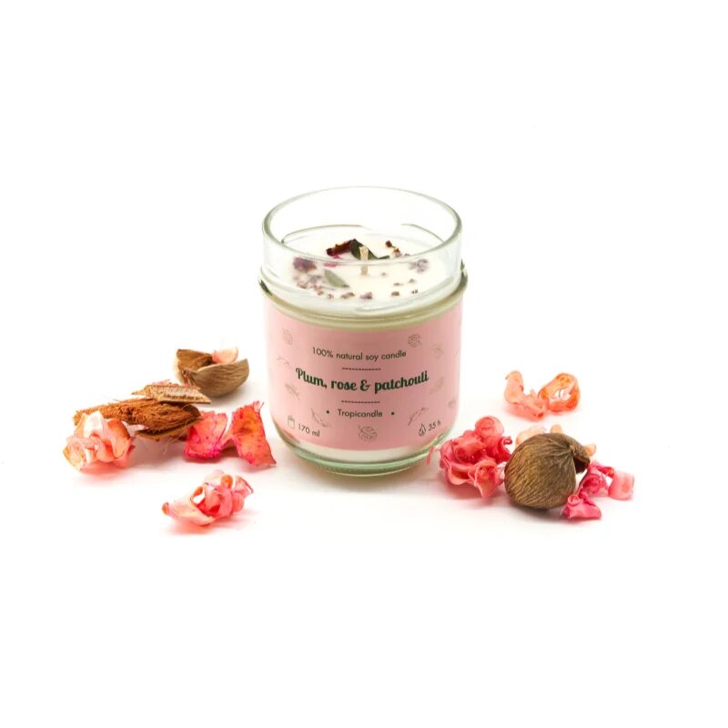 Tropicandle Plum Rose & Patchouli dišeča sveča 170 ml