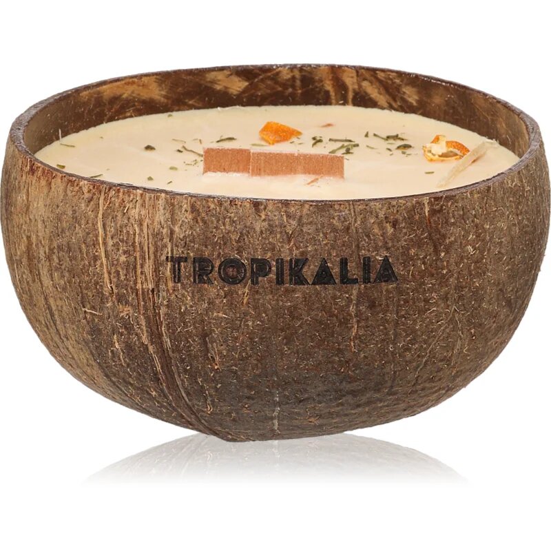 Tropicandle Sandalwood & Tangerine dišeča sveča z lesenim stenjem 350 ml