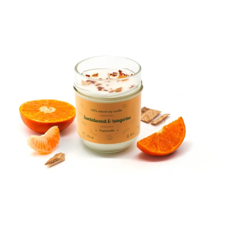 Tropicandle Santalwood & Tangerine dišeča sveča 170 ml