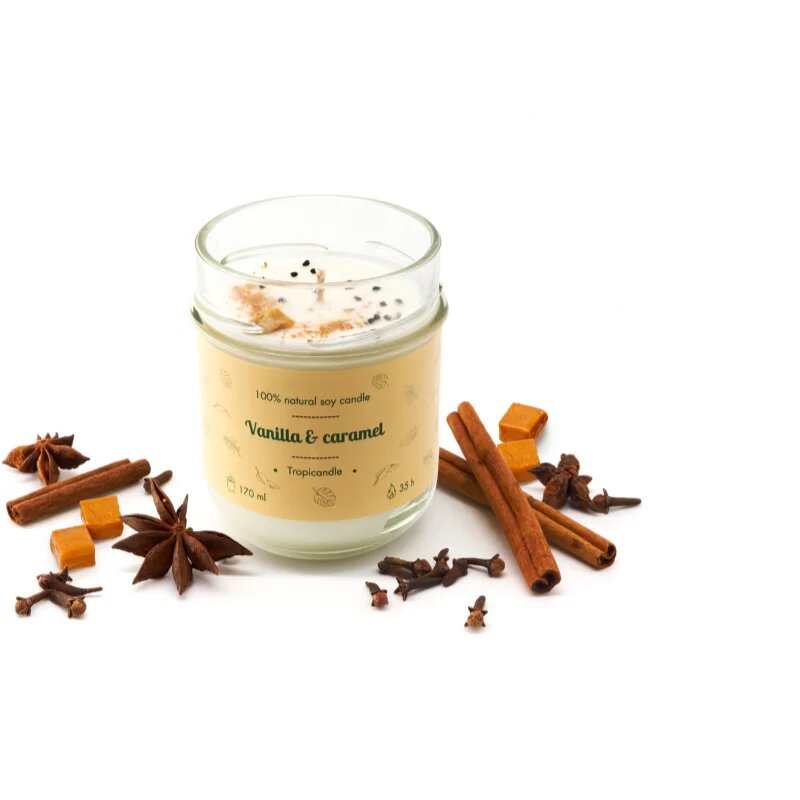 Tropicandle Vanilla & Caramel dišeča sveča 170 ml