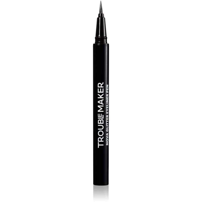 Trouble Maker Nova Glitter Liquid Eyeliner Pen bleščeče črtalo za oči odtenek Black Hole Black 0.5 ml