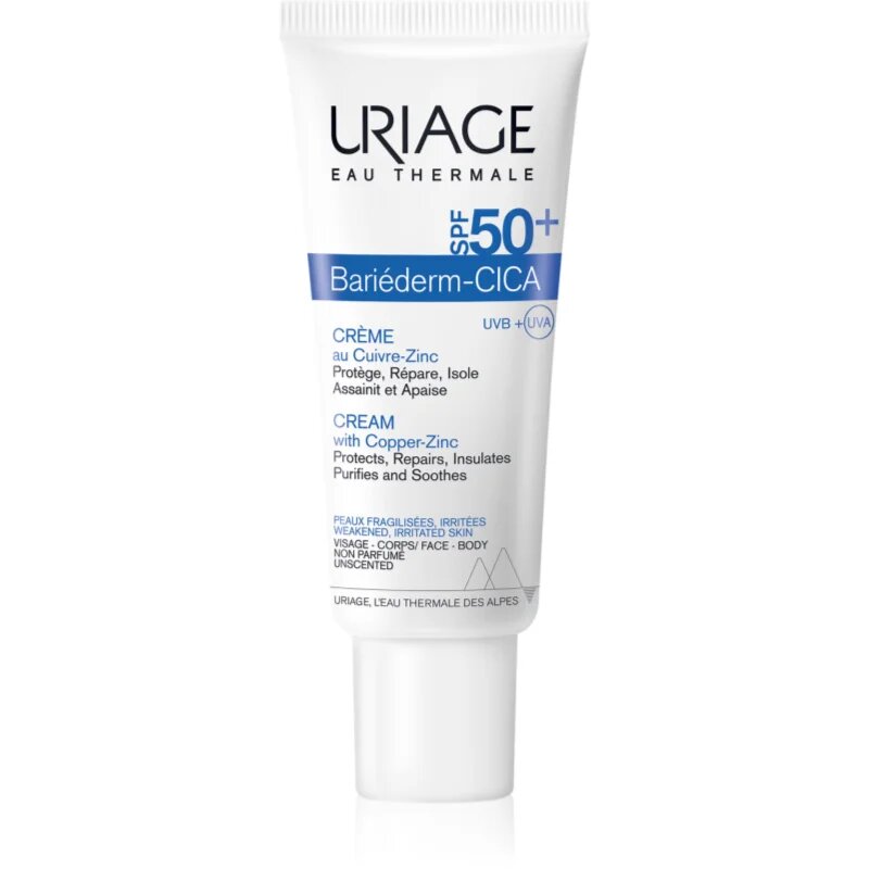 Uriage Bariederm Cica-Cream with Copper-Zinc SPF 50+ krepilna krema z vsebnostjo bakra in cinka SPF 50+ 40 ml