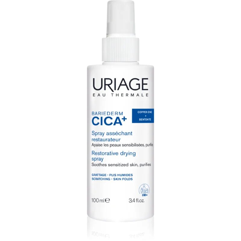 Uriage Bariederm Cica+ Restorative Drying Spray izsuševalno in pomirjajoče pršilo za razdraženo kožo 100 ml