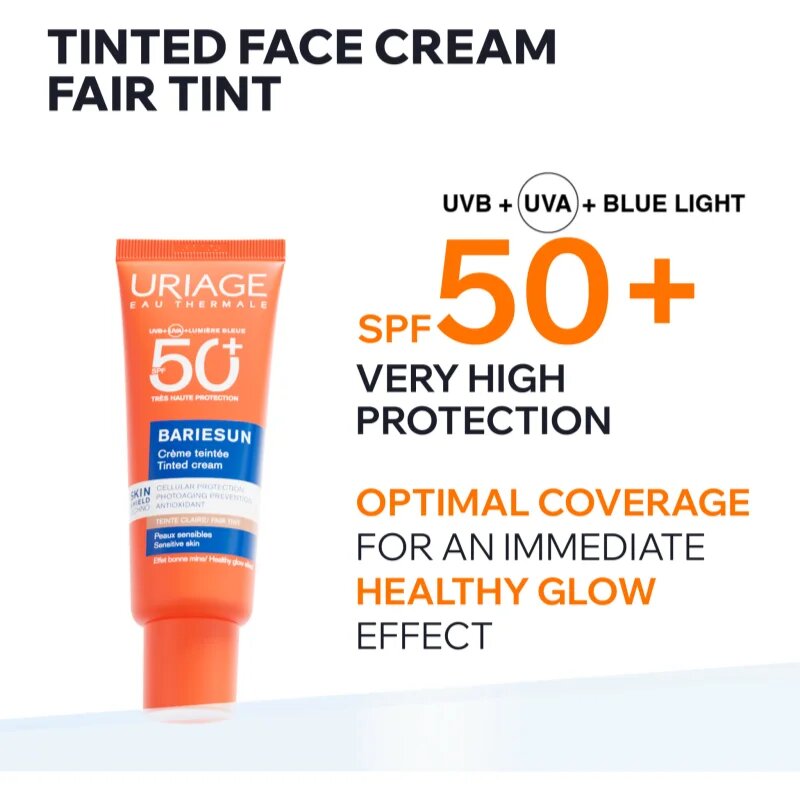 Uriage Bariésun Tinted Cream SPF 50+ zaščitna tonirana krema za obraz SPF 50+ odtenek Fair tint 50 ml