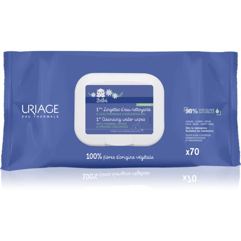 Uriage Bébé 1st Cleansing Wipes čistilni robčki za otroke 70 kos