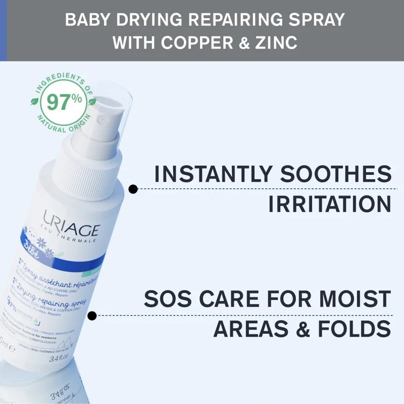 Uriage Bébé 1st Cu-Zn+ Drying Repairing Spray pršilo proti draženju 100 ml