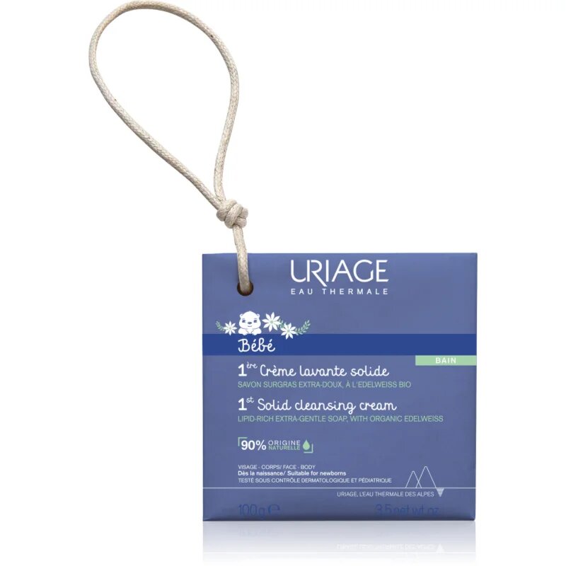 Uriage Bébé 1st Solid Cleansing Cream kremno milo za nežno in gladko kožo za otroke od rojstva 100 g