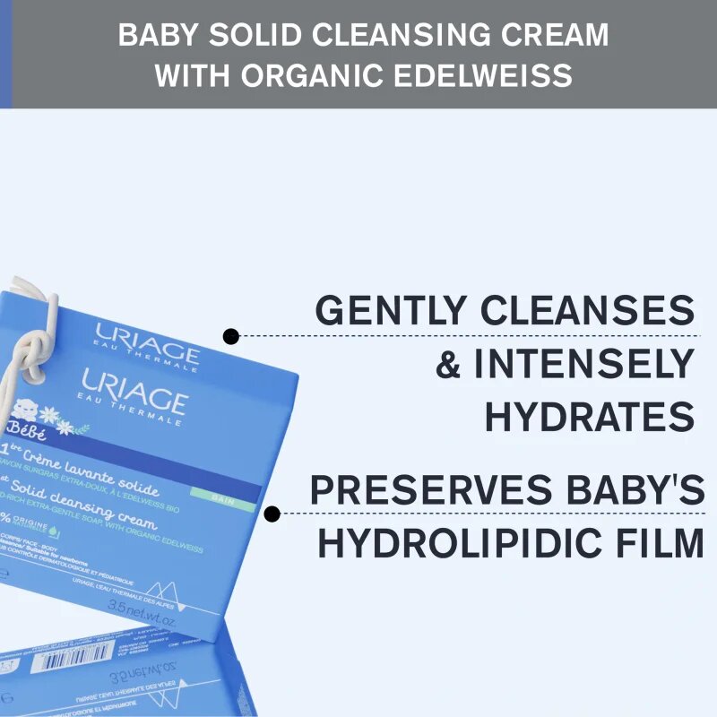 Uriage Bébé 1st Solid Cleansing Cream kremno milo za nežno in gladko kožo za otroke od rojstva 100 g