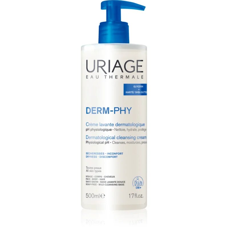 Uriage DERM-PHY Dermatological Cleansing Cream vlažilna krema za prhanje 500 ml