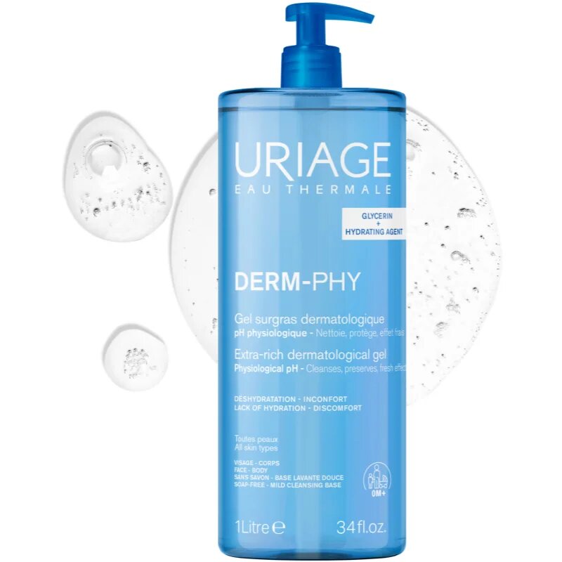 Uriage DERM-PHY Extra Rich Dermatological Gel nežni čistilni gel 1000 ml