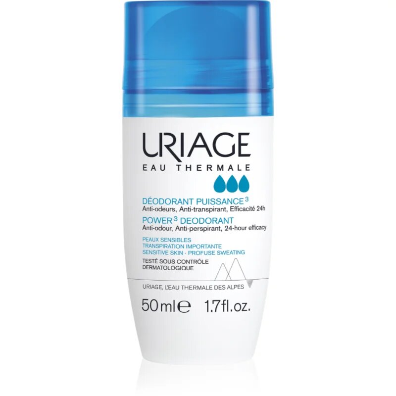 Uriage Hygiène Power3 Deodorant deodorant roll-on proti belim in rumenim madežem 50 ml