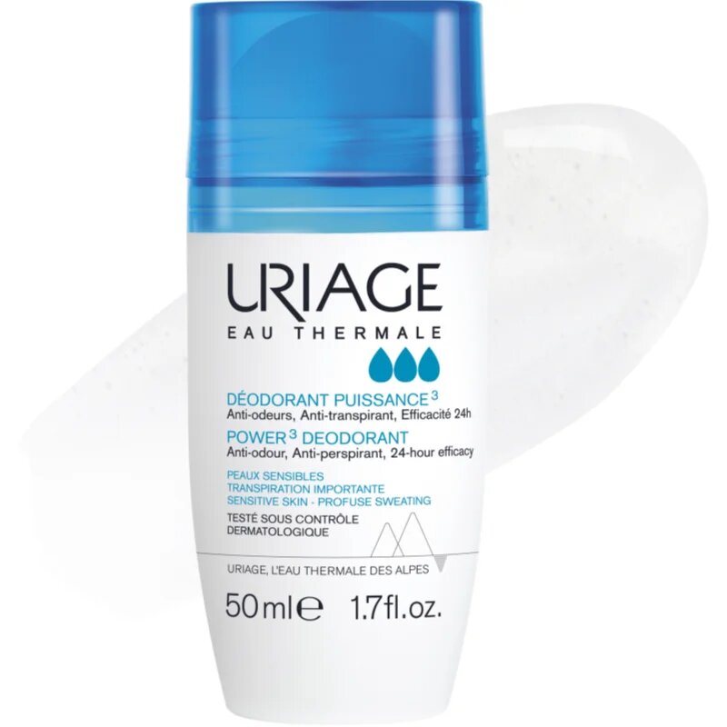 Uriage Hygiène Power3 Deodorant deodorant roll-on proti belim in rumenim madežem 50 ml
