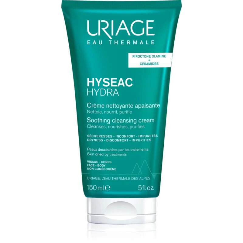 Uriage Hyseac Hydra Soothing Cleansing Cream pomirjajoča čistilna krema za izsušeno in razdraženo kožo zaradi zdravljenja aken 150 ml