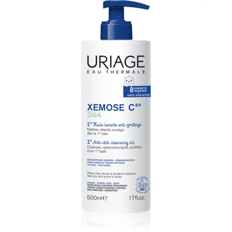 Uriage Xemose C8+ Bébé pomirjajoče čistilno olje za suho do atopijsko kožo 500 ml