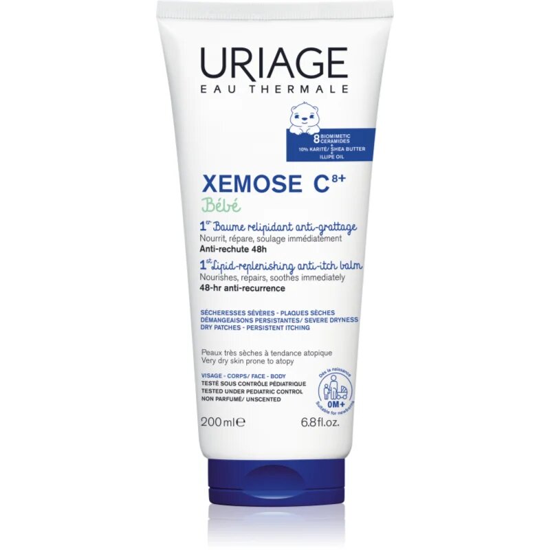 Uriage Xemose C8+ Bébé pomirjajoči balzam za suho do atopijsko kožo za otroke od rojstva 200 ml