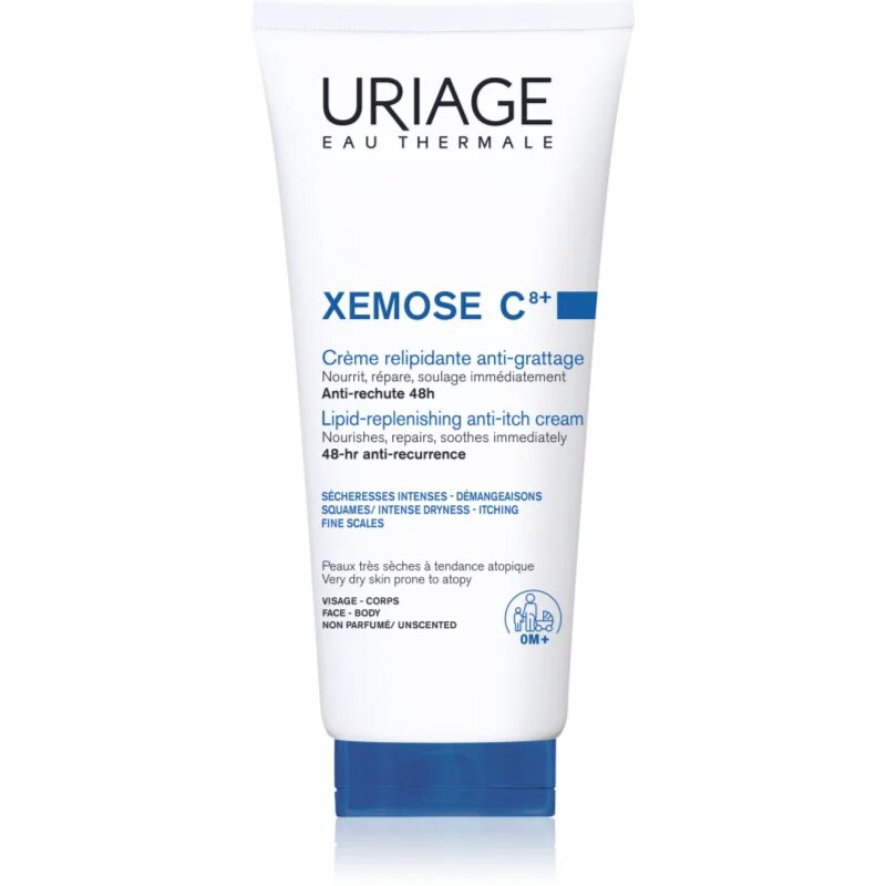 Uriage Xemose C8+ Lipid-Replenishing Anti-Irritation Cream pomirjajoča krema ki koži vrača lipide za zelo občutljivo suho in atopično kožo 200 ml