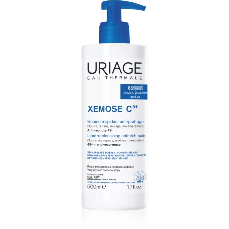 Uriage Xemose C8+ Lipid-Replenishing Anti-Itch Balm pomirjajoči balzam za suho in ekcematozno kožo 500 ml