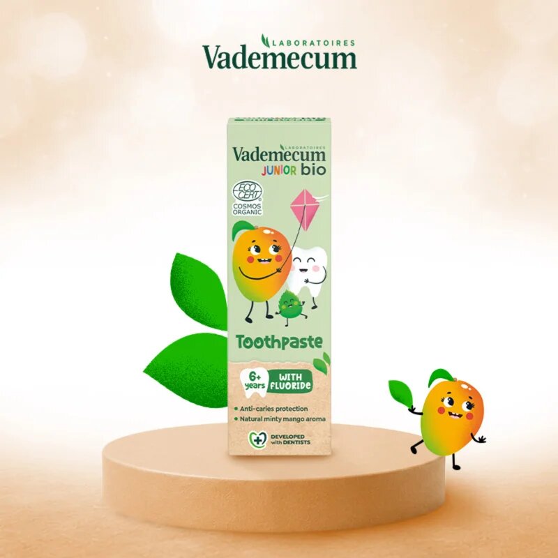 Vademecum BIO Junior otroška zobna pasta s fluoridom od 6 let Minty Mango 50 ml