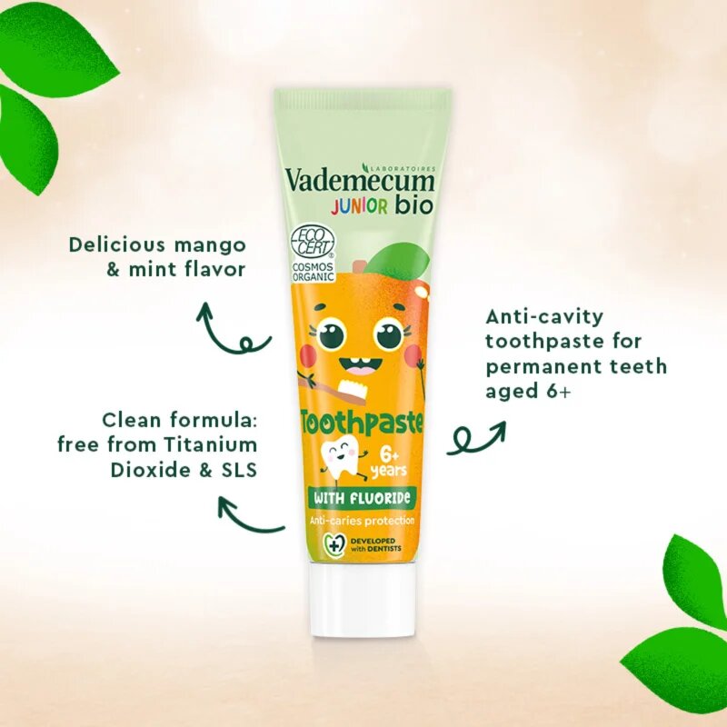 Vademecum BIO Junior otroška zobna pasta s fluoridom od 6 let Minty Mango 50 ml