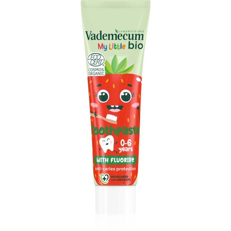 Vademecum BIO My Little Strawberry otroška zobna pasta s fluoridom jagoda 50 ml
