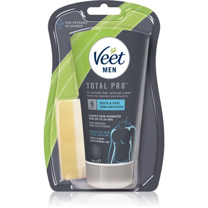 Veet MEN depilacijska krema za pod tuš za občutljivo kožo za moške 150 ml