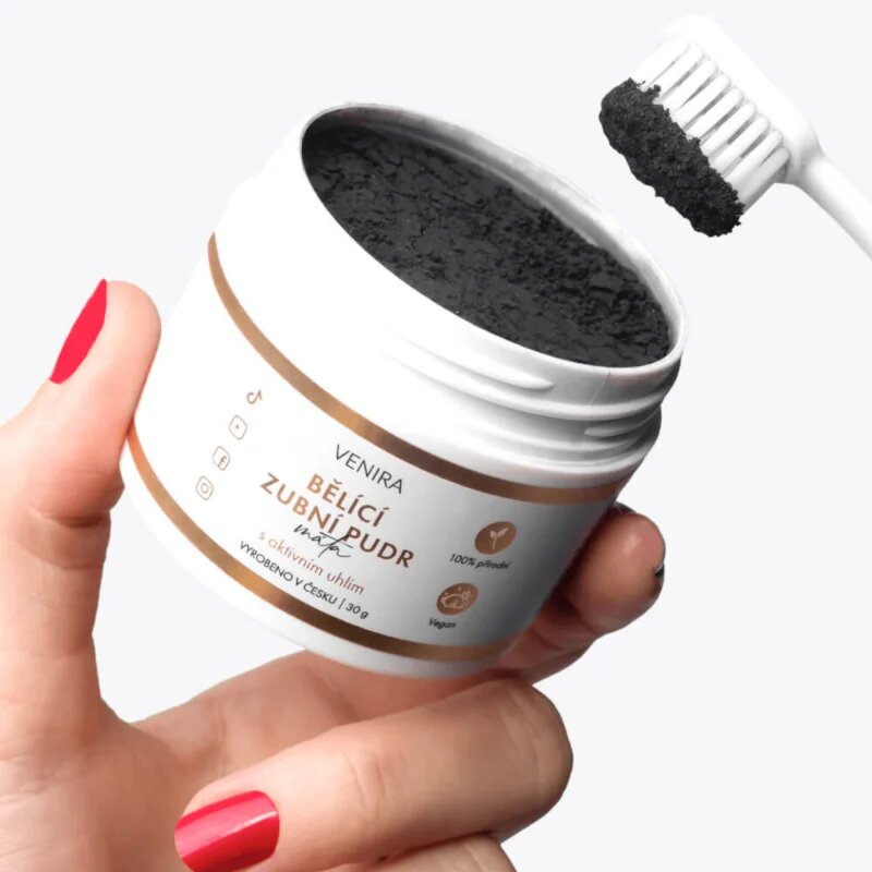 Venira Whitening tooth powder puder z aktivnim ogljem za beljenje zob s kokosom Mint 30 g