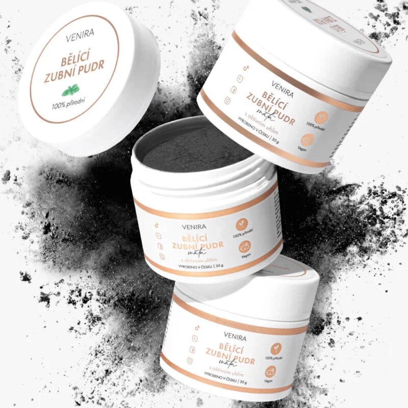 Venira Whitening tooth powder puder z aktivnim ogljem za beljenje zob s kokosom Mint 30 g